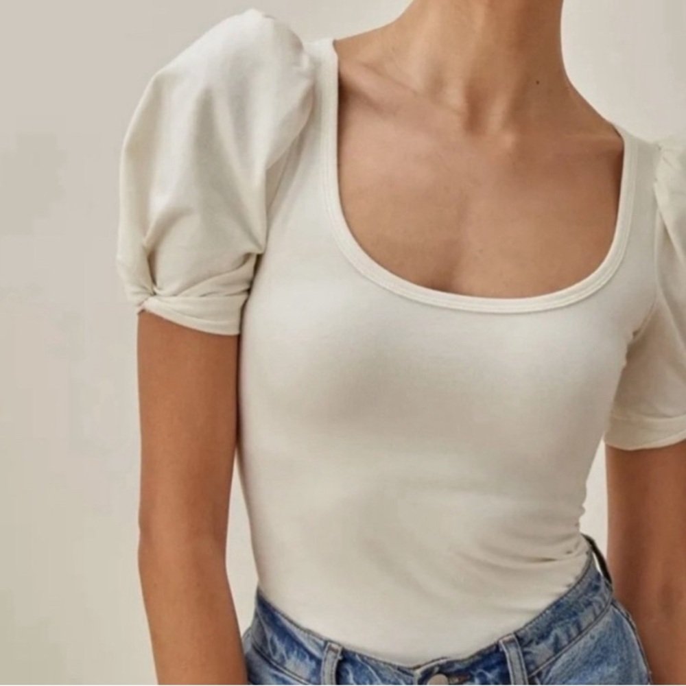 Elegant Cream Puff Sleeve Top